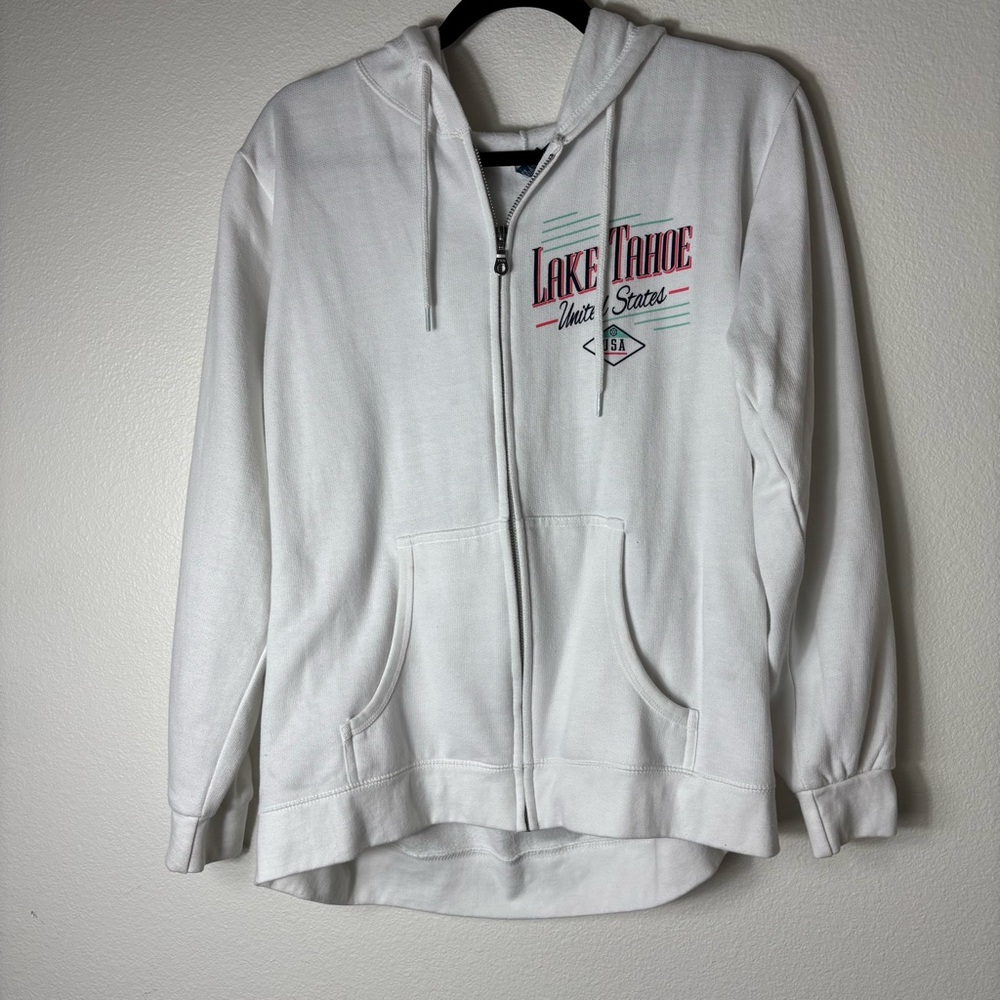 Women’s White Lake Tahoe Zip-Up Hoodie size Large